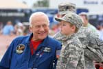 Edwin 'Buzz' Aldrin and young airshow goer